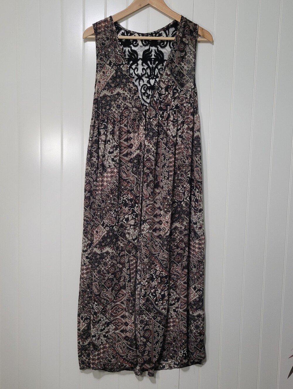 Earthy Tone Witch Whimsigoth Practical Magic Chiffon Patchwork Print Lace Kimono